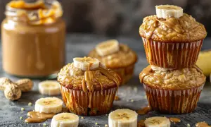 Muffinki bananowe z masłem orzechowym - Przepis na zdrowe muffinki