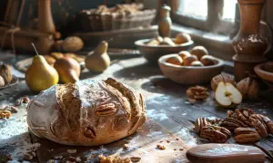 Ciasto drożdżowe z gruszką - Przepis na ciasto z mąką pełnoziarnistą