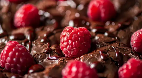 Browni z malinami - Przepis na czekoladowe brownie z soczystymi malinami