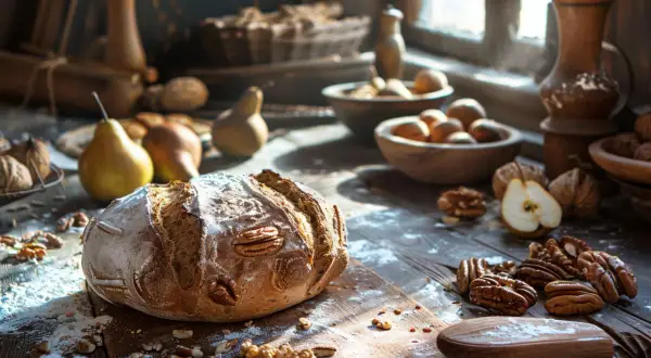 Ciasto drożdżowe z gruszką - Przepis na ciasto z mąką pełnoziarnistą