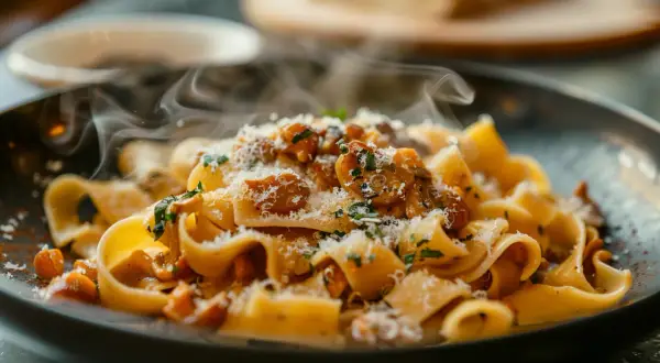 Papardelle z kurkami - Przepis na makaron z kurkami i sosem