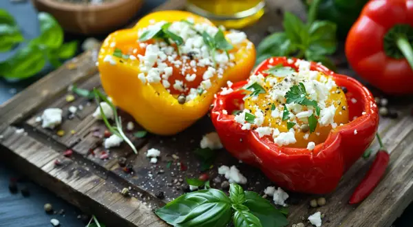 Papryka faszerowana fetą - Przepis na paprykę z nadzieniem z sera feta