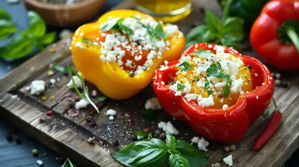 Papryka faszerowana fetą - Przepis na paprykę z nadzieniem z sera feta